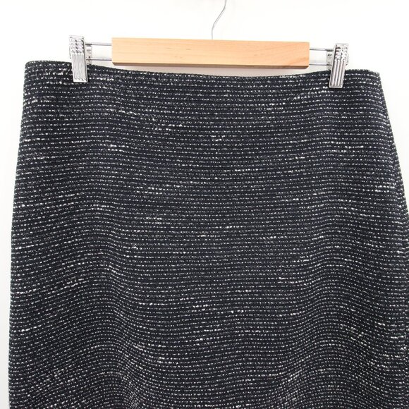 LOFT Skirt Blue White Tweed Textured Mini Pencil Lined Classic Professional 12 - Picture 2 of 9